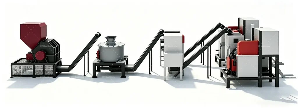 Industrial Metal Crusher integrated with a metal briquetting production line