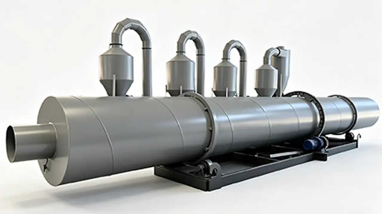 High-Capacity Rotary Drum Dryer with Cyclone Separators for Wood Chips
