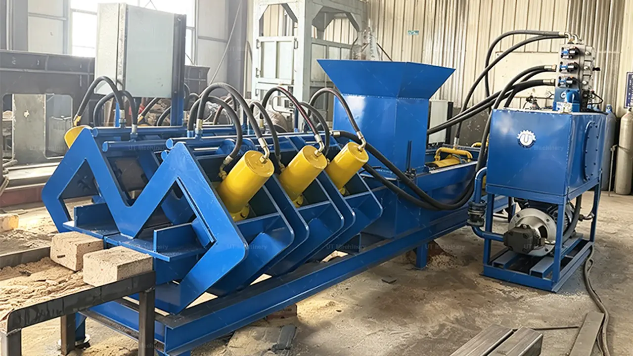 Dual-channel output system of hydraulic wood chips briquette press machine