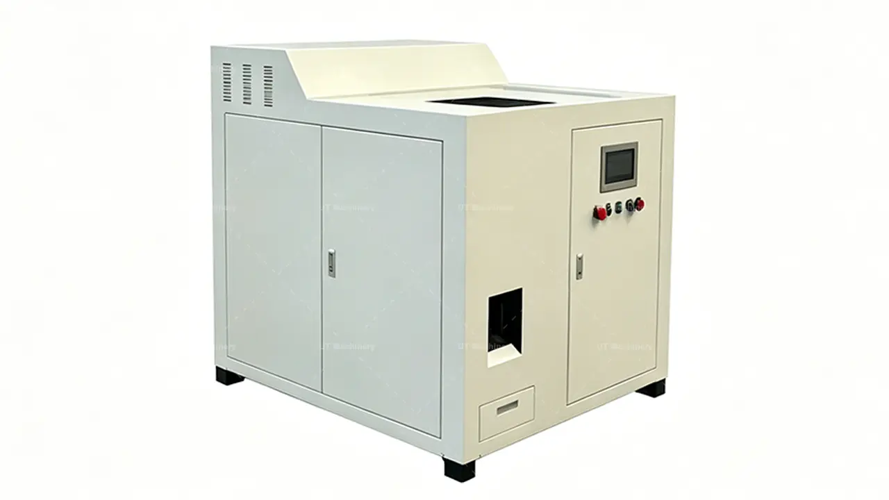 Standard 100T industrial cast iron borings briquetting press machine with integrated PLC control panel and high-precision die system.